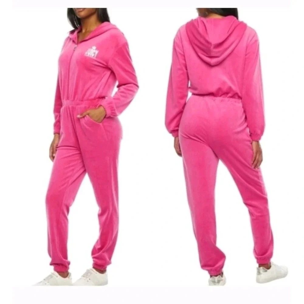 Juicy Couter Hot Pink Velour Jumpsuit | Y2K Lounge Set Piece Size Medium - Picture 1 of 7